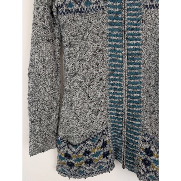 Royal Robbins Sweater Fair Isle Floral Chunky Knit Boho Wool Gray Blue Size S - Picture 3 of 10